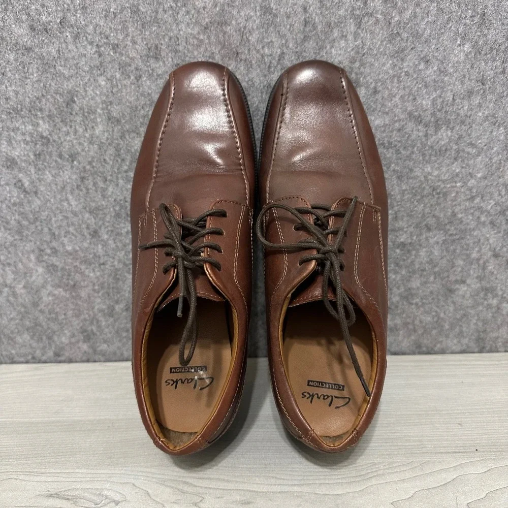 Clarks Tilden Walk Oxford Brown Leather Lace Up Mens Dress Shoes 9.5‎